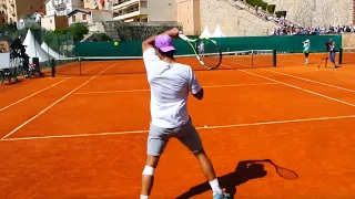 Rafael Nadal Clay Training Court Level View - ATP Tennis Practice (60fps)