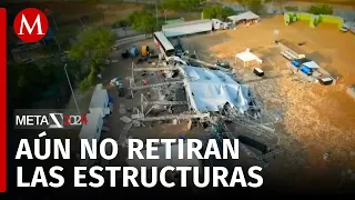 Autoridades ya resguardan la zona de colapso del escenario en San Pedro, NL