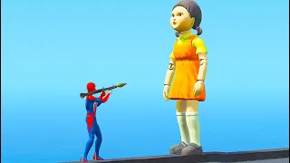 GTA 5 Crazy Ragdolls Spiderman vs Doll from Squid Game (Euphoria Physics & Funny Jumps/Fails)