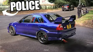 HIDING Police vs. JDM Cars Leaving a Car Show!