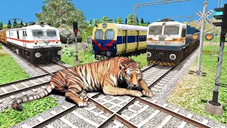 Three Trains Vs Tiger #2 – Stops the Train | Train Simulator
