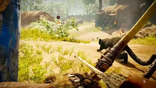 Far Cry Primal - Kaba Blade Outpost Liberation - Bow and Stealth kills - No Alarms Triggered.