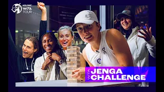 Jenga with a WTA twist 😜 Jabeur, Swiatek, Badosa, Sabalenka & Gauff pick from a tower of questions!