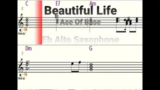 Beautiful Life - Eb Alto Saxophone - Sheet Music - Play Along - Backing Track