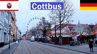 Germany, Cottbus walking tour in centre and wintermarkt [4K]