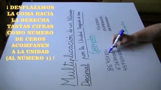 Multiplicación de números decimales por 10, 100, 1000, 10000,10000,100000