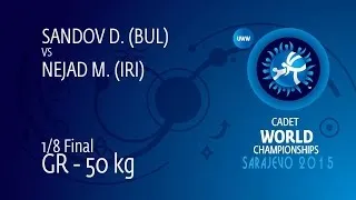 1/8 GR - 50 kg: M. NEJAD (IRI) df. D. SANDOV (BUL), 5-3