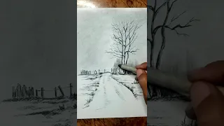 how to draw beautiful scenery drawing with pencil | sketch