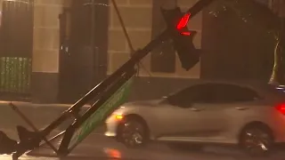 Hurricane winds cause damage in Downtown Orlando