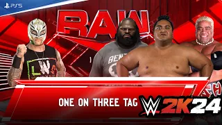 Rey Mysterio vs. Yokozuna, Rikishi & Mark Henry - 1 v 3 Handicap Match - WWE 2k24 PS5!