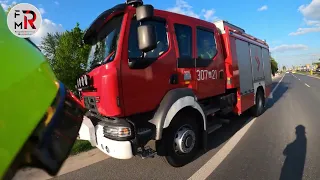 Ożarów Maz. Strażacka - Pożar na balkonie, Mory Poznańska - Zaklinowany koń na przyczepie.