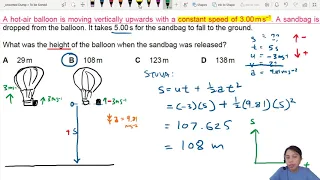 ON17 P12 Q6 Hot-Air Balloon Drops Sandbag | Oct/Nov 2017 | CAIE A Level 9702 Physics