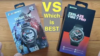 KOSPET TANK T2 vs ZEBLAZE VIBE 7 PRO Always-On Round AMOLED Screened Smartwatches: Which is Best?