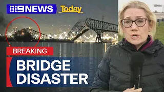 Ship’s mayday call helped ‘save lives’ before Baltimore bridge collapse | 9 News Australia