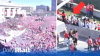 Horrifying moment Chiefs' Super Bowl victory parade descends into chaos after bullets start flying