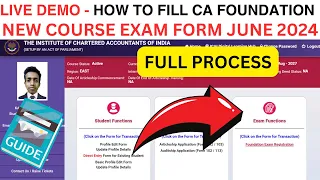 Live Demo :- How to FILL CA Foundation June 2024 Exam Form | How to FILL CA EXAM form Full Process