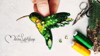 💚 How to make a beaded brooch "Hummingbird" (master class)