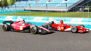 Ferrari F1 2022 F1-75 vs Ferrari F1 2004 at MIAMI GP