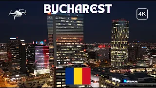 4K Drone Gliding Over Landscapes of Bucharest, Evening Charms