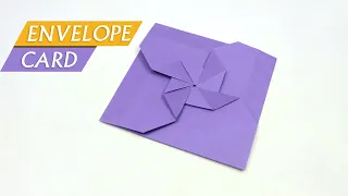 How To Make A Paper Envelope Card with Flower - Origami Flower Envelope Card Tutorial