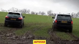 Range Rover v Porsche Cayenne drag racing off road - autocar.co.uk