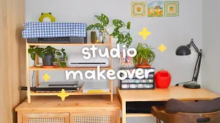 art studio room makeover ✷ spring cleaning, plant care and mini packing vlog | cute & cosy aesthetic