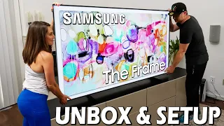 Huge 2022 Samsung The Frame 4k TV - Unboxing & Setup, + 83" Sony A90J