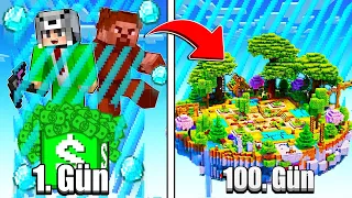 100 GÜN BOYUNCA TEK BLOK BARİYERDE YAŞAMAK  - Minecraft