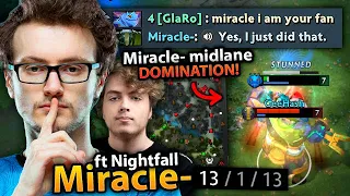 When MIRACLE lets NIGHTFALL go carry and Shows his MIDLANE SKILLS