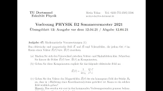 Physik B2 2021, Übungszettel13