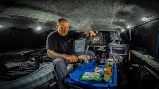 Truck Camping In A Thunderstorm | Spicy Sardine Ramen