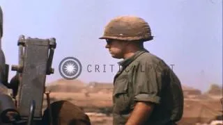 1st Air Cavalry Division troops load and fire M-110 Howitzer at Camp Evans, Thua ...HD Stock Footage