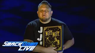 Samoa Joe reads "Night Night, AJ": SmackDown LIVE, Sept. 11, 2018