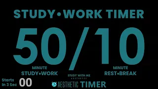 DARK Aqua Mode 50 Minute Pomodoro Study Timer, 50/10 Timer, Gentle Alarm No Music | AESTHETIC TIMER