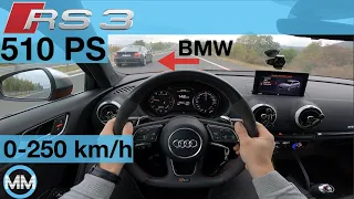 Audi RS3 2.5 TFSI (510 PS) POV Test Drive + Acceleration 0-250 km/h