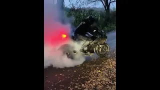 Kawasaki Ninja H2R burnout 😈😈 | back fire 🔥| biker smoked a man
