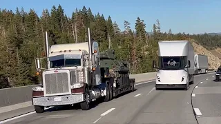 Tesla Semi vs diesel trucks going up a steep road