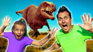 Magic Portal to Jurassic World | Adi and dad pretend play with Dinosour Fursiki show