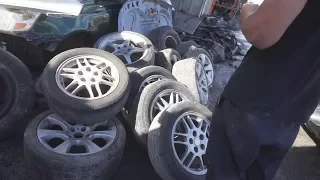 We bought 13 wheels WITH tire for only $300, JunkYard scavengers.