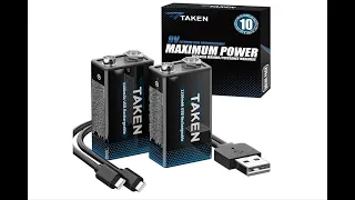 Taken 9V - 1100mAh Lithium Ion Rechargeable Batteries with USB A to C Dual Charger Cable REVIEW