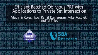 CCS 2016 - Efficient Batched Oblivious PRF with Applications to Private Set Intersection