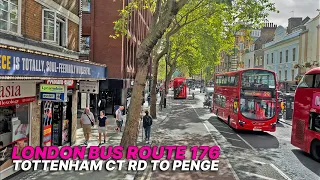 London BUS RIDE from Central London to South London on a cloudy afternoon - Route 176