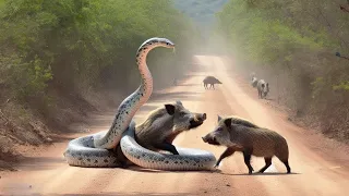 This Giant Snake Messed with the Wrong Boars