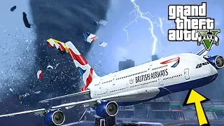 INSANE TORNADO HIT OUR PLANE !!! CRASH LANDING GTA 5 END OF LOS SANTOS MOD - MICHAEL'S FAMILY TRIP