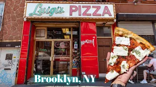 Eating at Luigi’s Pizza. Brooklyn. An Iconic NYC Pizza Restaurant