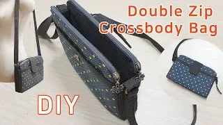 DIY Double zipper crossbody bag/ Crossbody Bag Tutorial/더블지퍼 크로스백 만들기/가방만들기