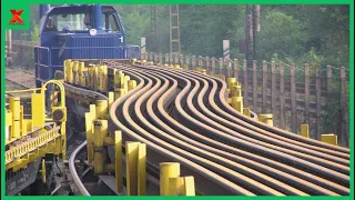 Track Laying Machines Makes Railway Construction Extremely Fast. Heavy Equipment Machines Working