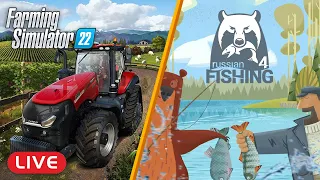 My first Farm of '22! + Russian Fishing! | Farming Simulator 22 + Russian Fishing 4