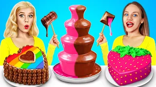 Chocolate Fountain Fondue Challenge | Chocolate Sweets & Snacks Battle by YUMMY JELLY