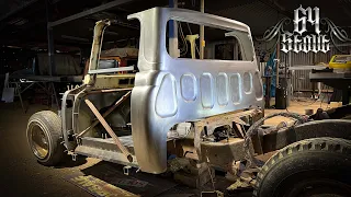 Roof chopping, customising and stretching the back of the cab - 64 Toyota Stout build.